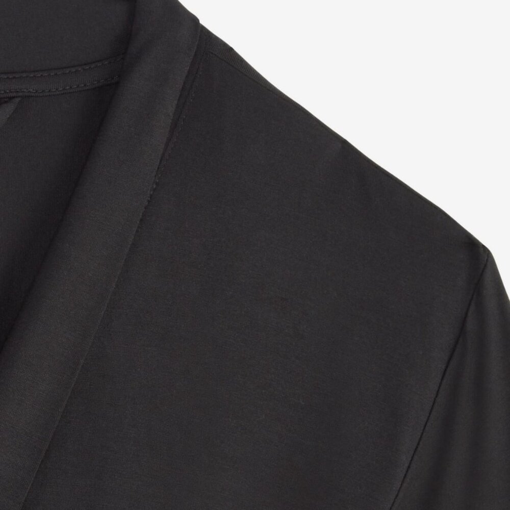 #33. State of Day | Women's Lace-Trim Knit Wrap Robe,  Deep Black - Picture 4 of 5